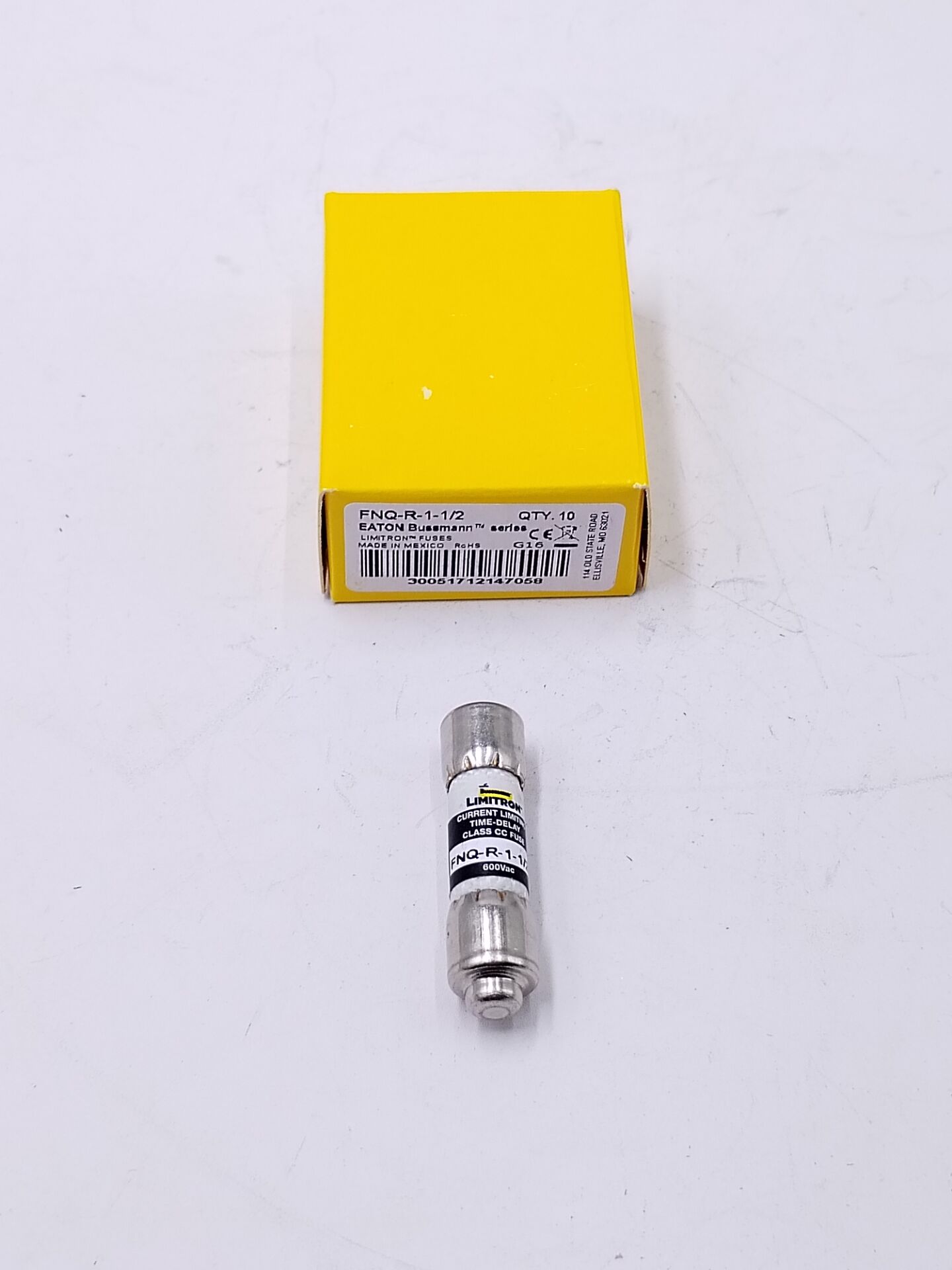 Bussmann FNQ-R-1-1/2 1-1/2 Amp (1-1/2A) 600V Midget Time-Delay Class CC Fuse